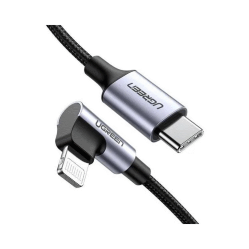 Cable USB-C a USB-C PD Carga Rápida 90° 5A Max 1m Negro Ugreen