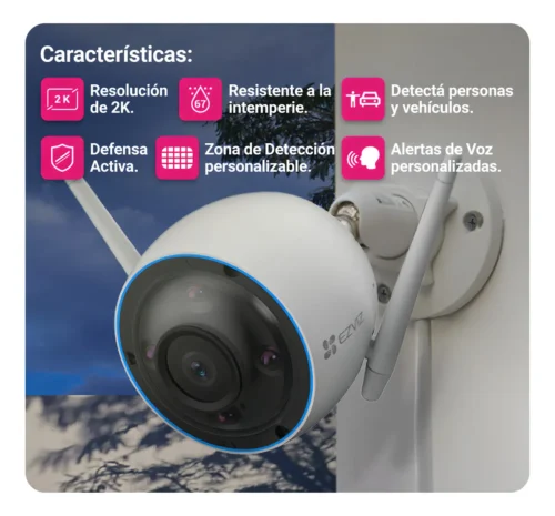 Cámara H3 3MPX Wi-Fi (2.4GHz) Exterior Inalámbrica IP67 Ezviz