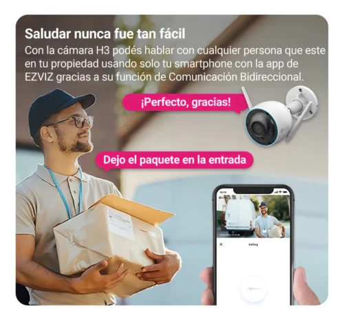 Cámara H3 3MPX Wi-Fi (2.4GHz) Exterior Inalámbrica IP67 Ezviz