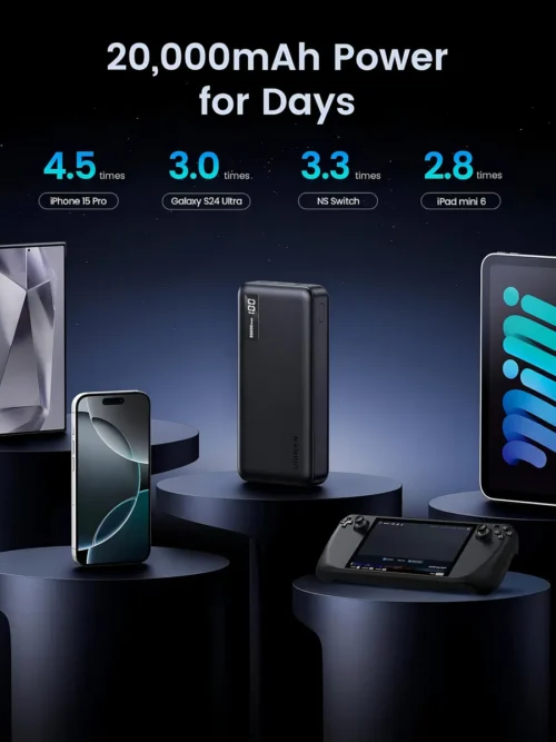 Power Bank Carga Rápida Bidireccional Cargador Portátil 20000 mAh 20W Gris Ugreen