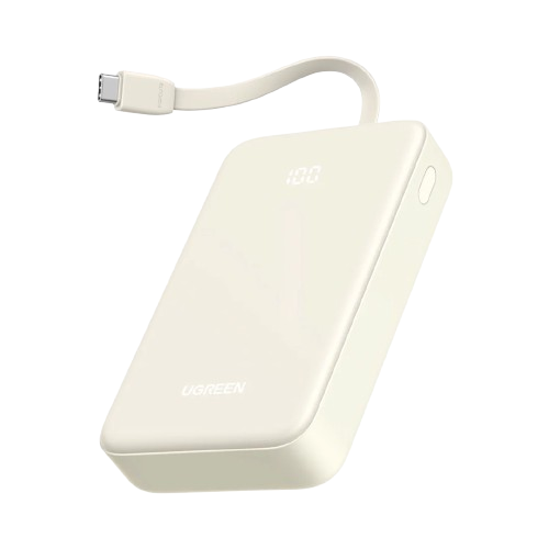Batería portátil 20000 mah color blanco con cable