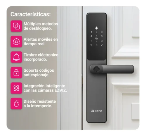 Cerradura Electrónica DL05 Huella Dactilar Múltiples Métodos de Acceso Color Gris Ezviz