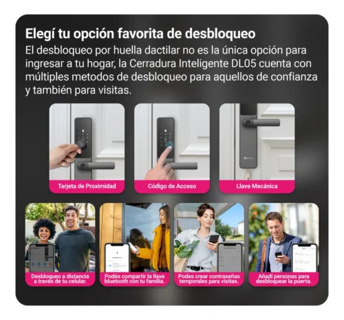 Cerradura Electrónica DL05 Huella Dactilar Múltiples Métodos de Acceso Color Gris Ezviz