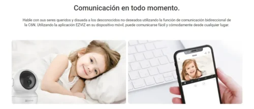 Combo Cámara Seguridad Wifi C6n 2MPX Interior  Ezviz + MicroSd 64gb Blanco Hiksemi