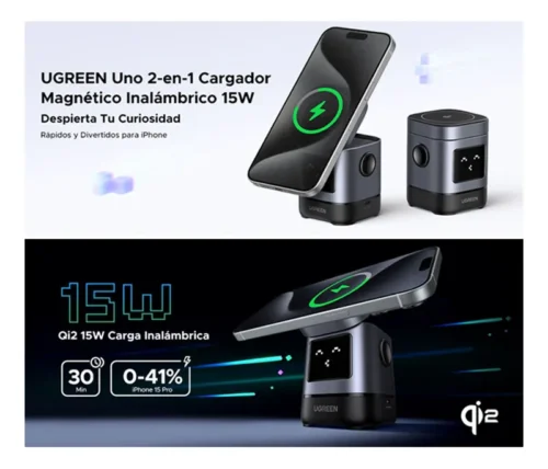 Cargador Magnético IPhone + Airpods 15w Gris Ugreen