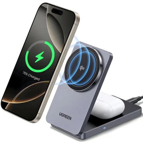 Cargador Magnético 2 en 1 (IPhone + Airpods) 15w Gris Ugreen