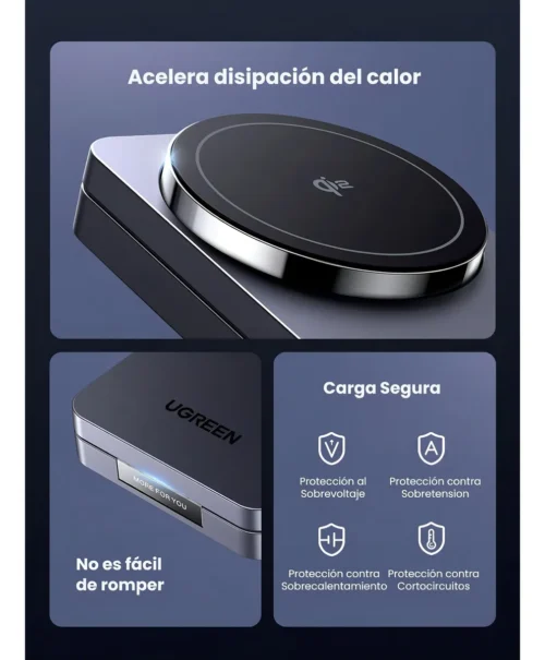 Cargador Magnético 2 en 1 (IPhone + Airpods) 15w Gris Ugreen
