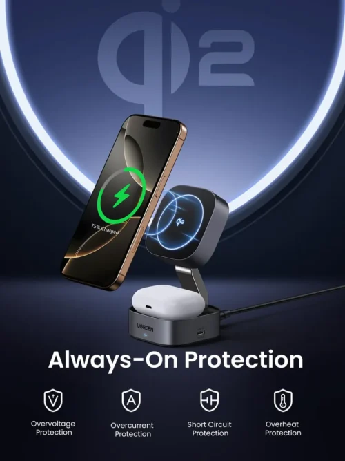 Cargador Inalambrico Magnético 2 en 1 (Iphone + Airpods) 15W Ugreen