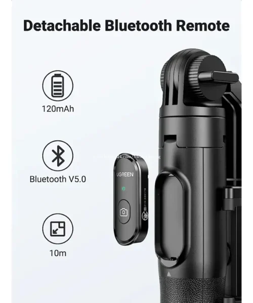Tripoide Para Palo Selfie 3 en 1 Con Control Remoto Bluetooth Ugreen